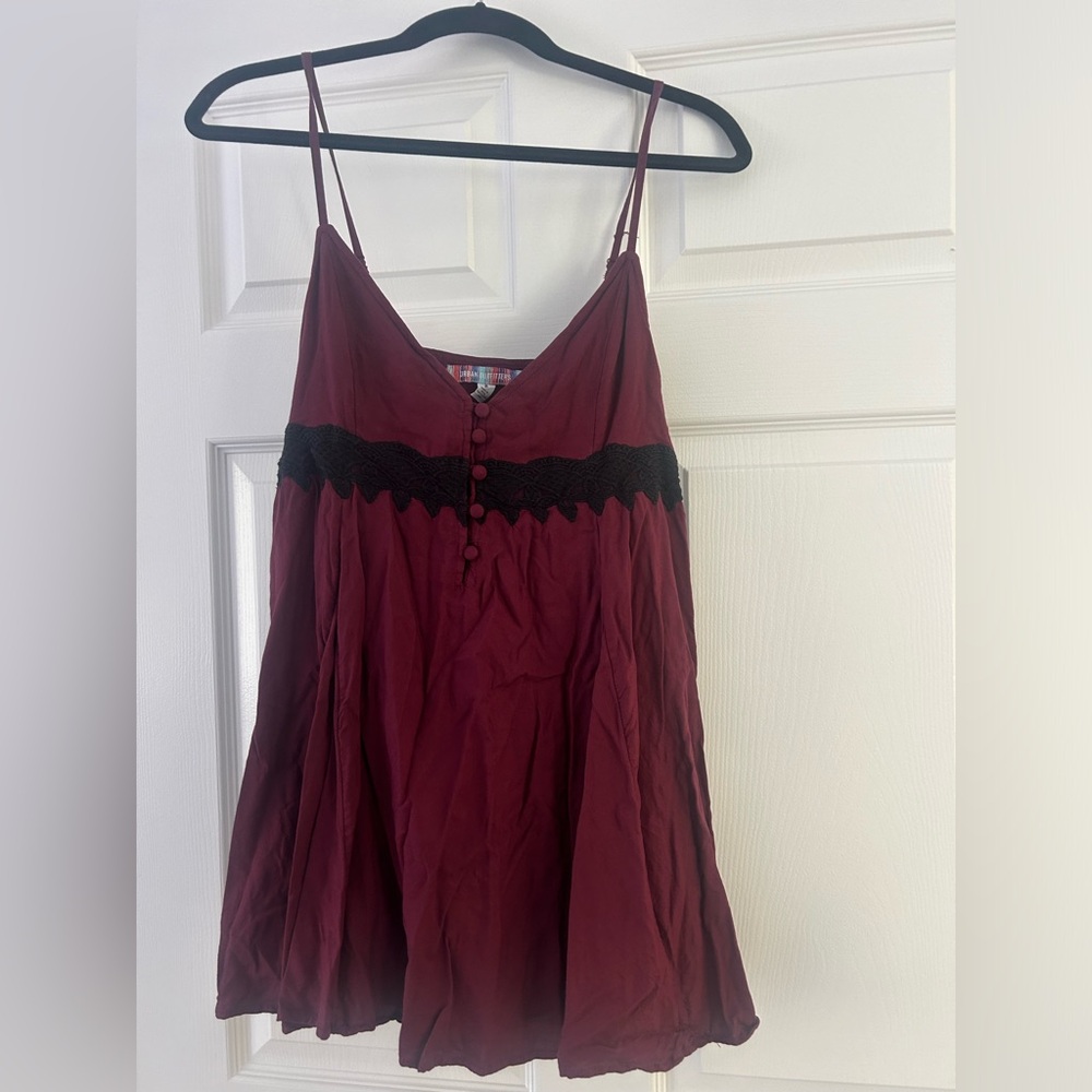 Urban outfitters casual maroon dress with black lace lining
